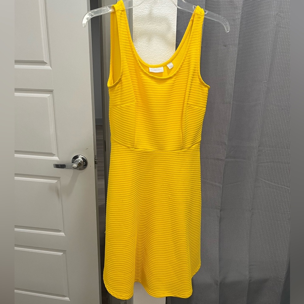 New York & Company Vibrant Yellow Flared Dress